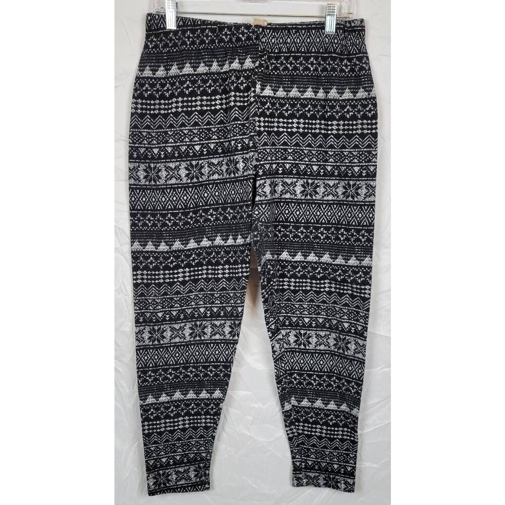 Faded Glory Black & White Snowflakes + Geometric Shapes Leggings Women's…